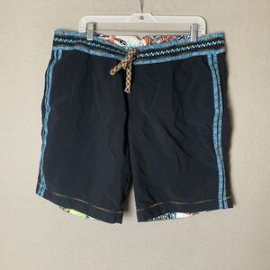 Robert Graham Swim Trunks Mens 40 Black Resort Tropical Vacation Coastal Shorts